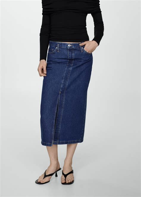 Outline Denim Midi Skirt .